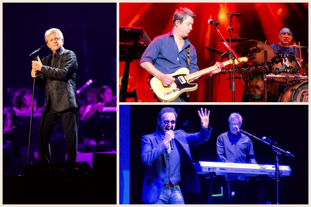 Photo collage of Peter Cetera singing at Night of the Proms in Mannheim in 2017 and the band Chicago performing at Caesars Windsor in 2024